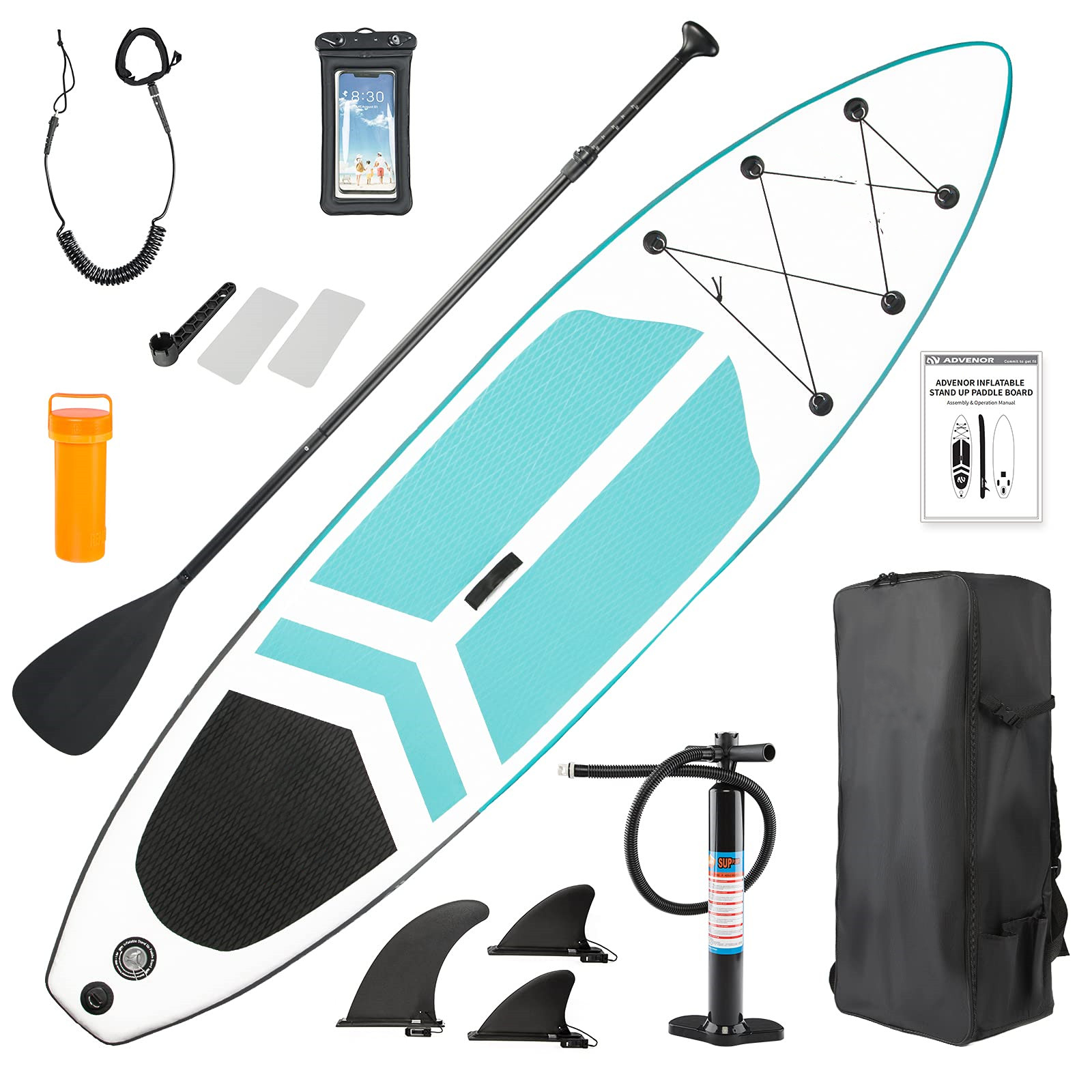 ADVENOR Paddle Board 11'x33 x6 Extra Wide Inflatable Stand Up Paddle Board with SUP Accessories Including Adjustable Paddle,Backpack,Waterproof Bag,Leash,and Hand Pump,Repair Kit