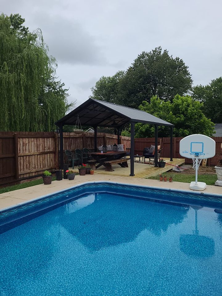 AutoCove 14x20 Metal Carport, Outdoor Living Pavilion, Gazebo with 2 Ceiling Hooks