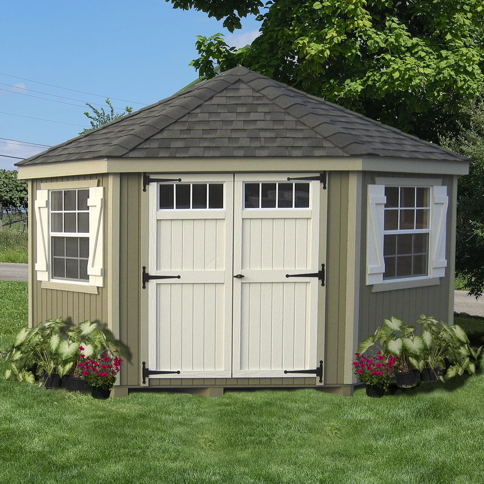 【Storage Shed】Colonial 10 ft. W x 10 ft. D Wooden Storage Shed