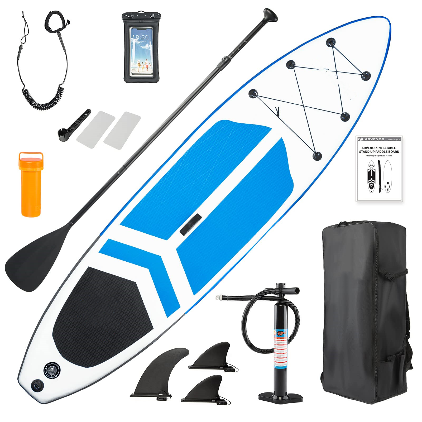 ADVENOR Paddle Board 11'x33 x6 Extra Wide Inflatable Stand Up Paddle Board with SUP Accessories Including Adjustable Paddle,Backpack,Waterproof Bag,Leash,and Hand Pump,Repair Kit