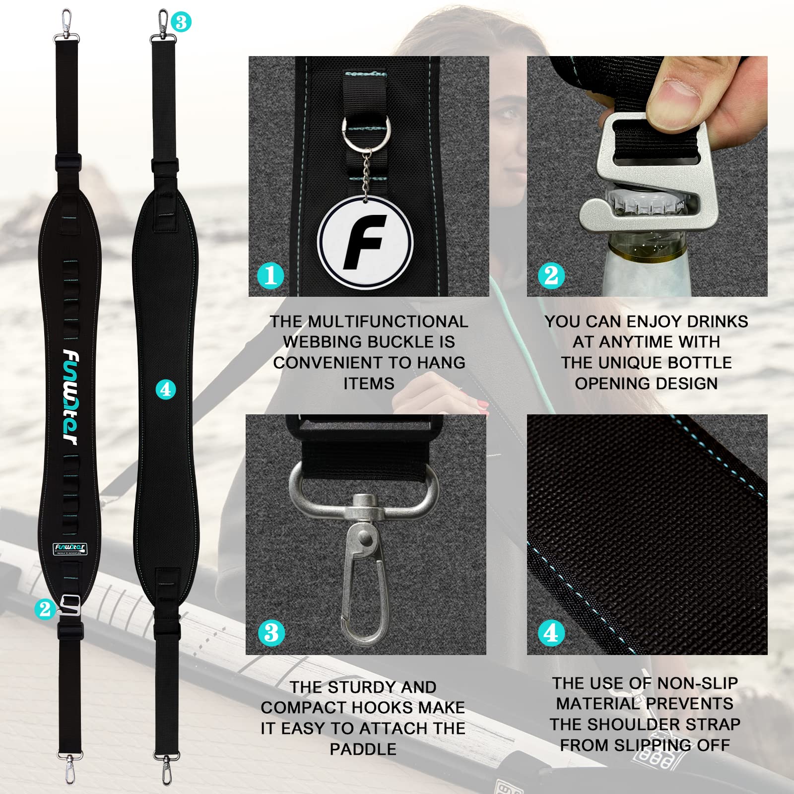 FunWater SUP Inflatable Stand UP Paddle Board 320x83x15cm Ultra-Light Everything Included ISUP, Adj Paddle, Pump, SUP Backpack, Leash, Waterproof Bag, Non Slip Deckpad Youth & Adult