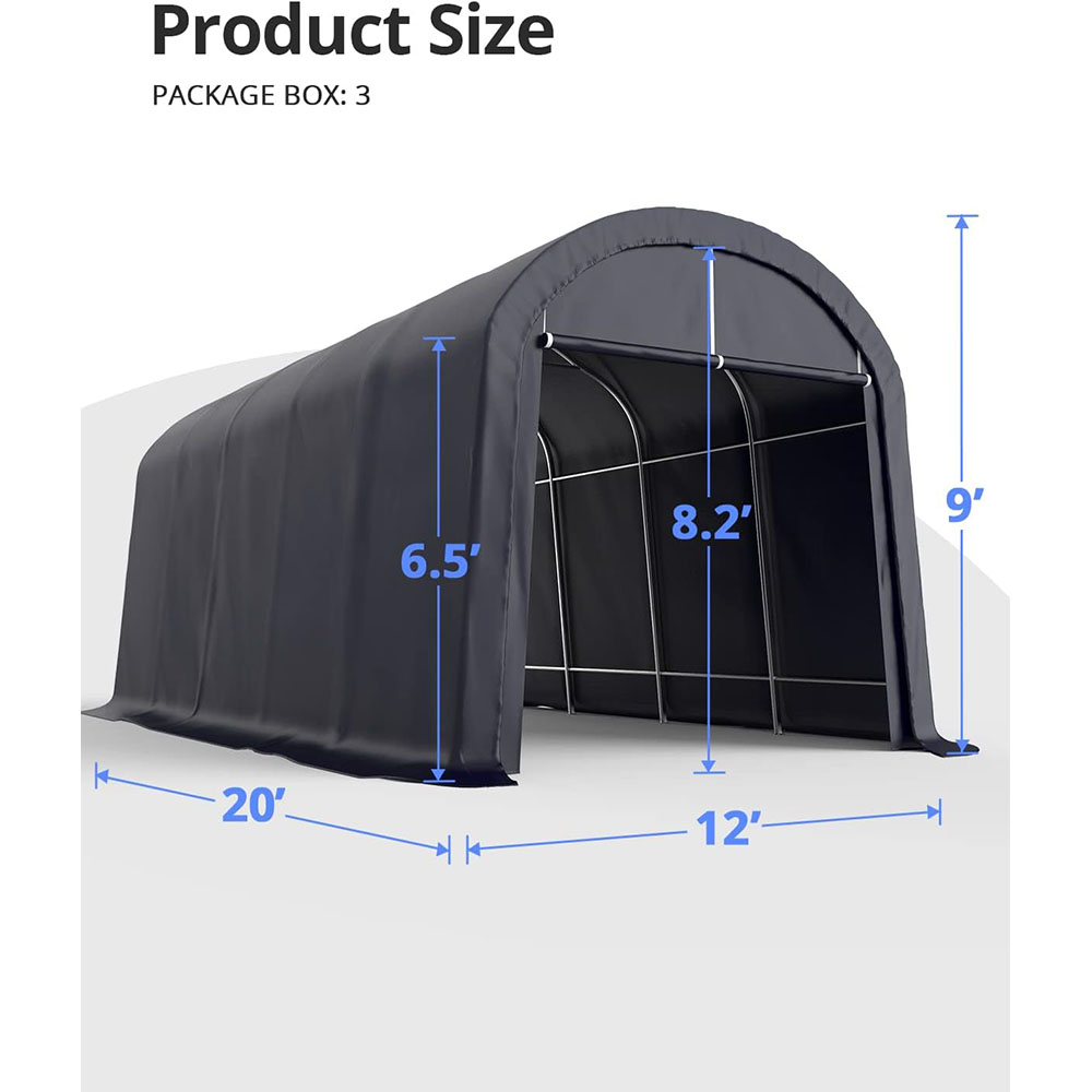 KING BIRD 12' x 20' Heavy Duty Round Style Carport for SUV