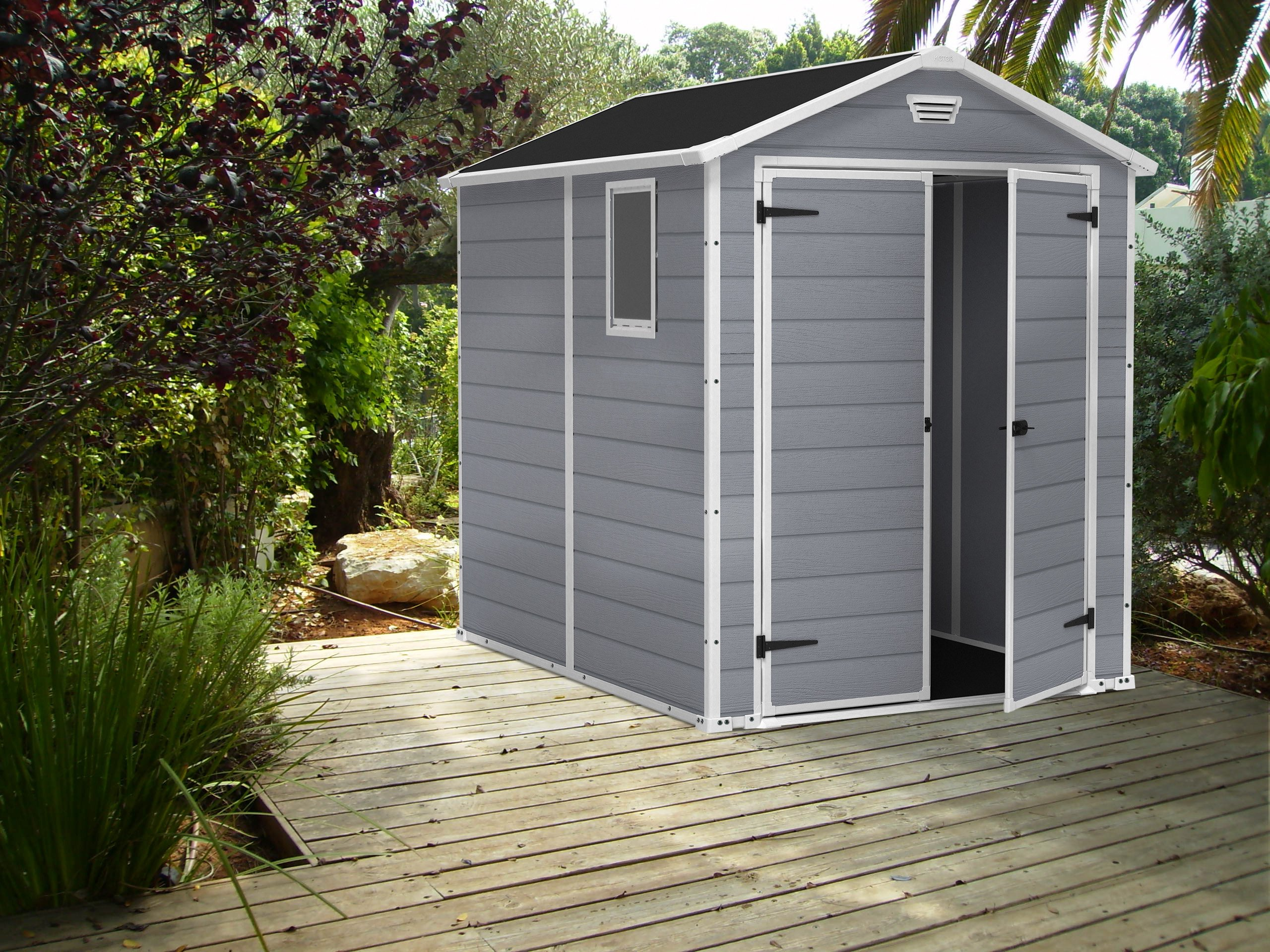 【Storage Shed】6x8 Resin Outdoor Storage Shed - Perfect to Store Patio Furniture, Garden Tools Bike Accessories