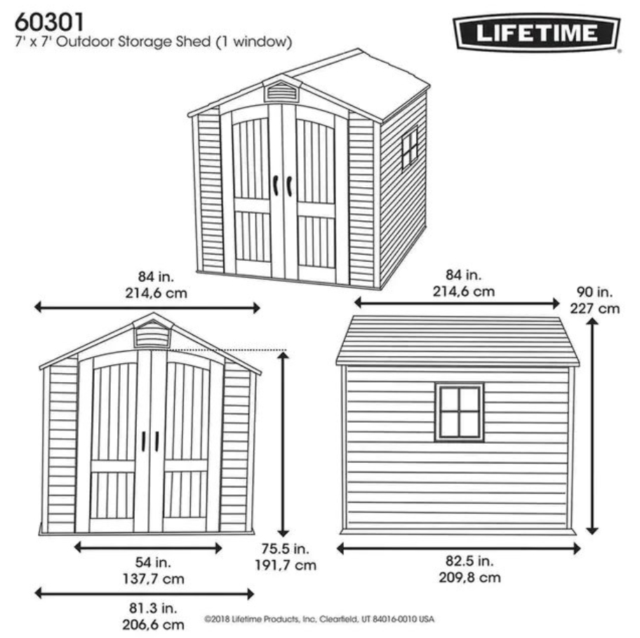 Lifetime 7x7 ft outdoor storage shed