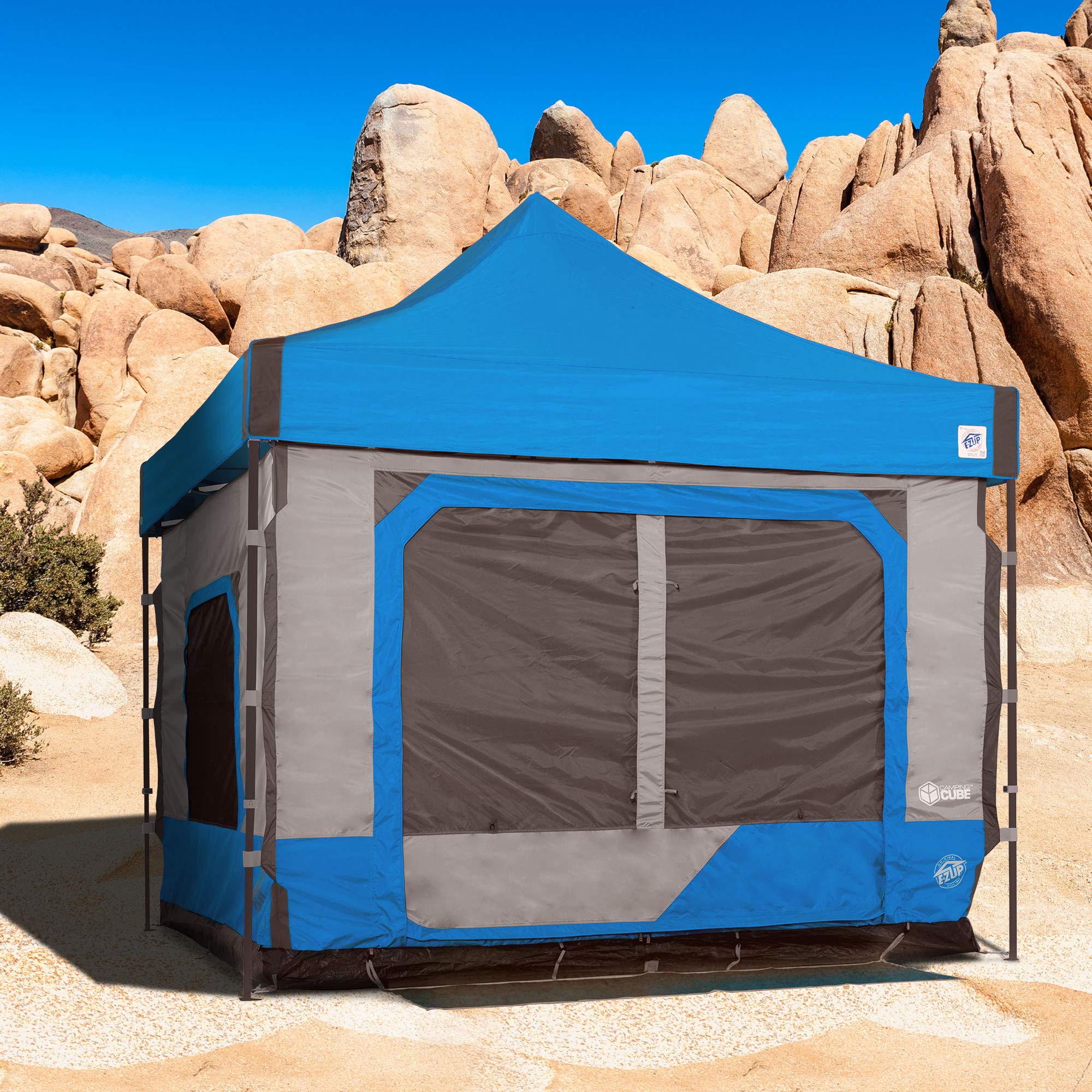 E-Z UP Camping Cube 6.4, Converts 10' Straight Leg Canopy into Camping Tent, Punch